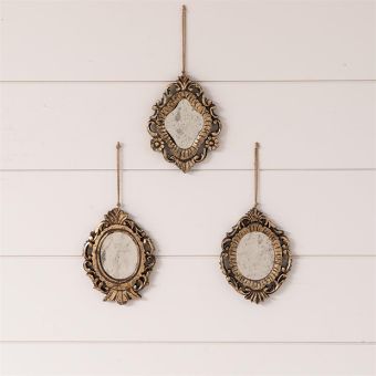 Mini Antiqued Wall Mirror Set of 3