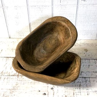 Mini Oval Dough Bowl Natural Set of 2