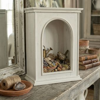 Mini Whitewashed Curio Cabinet