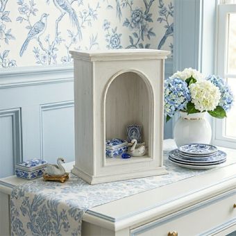 Mini Whitewashed Curio Cabinet