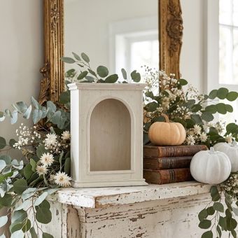 Mini Whitewashed Curio Cabinet