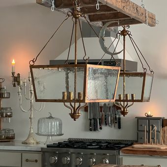 Modern Metal and Glass Chandelier