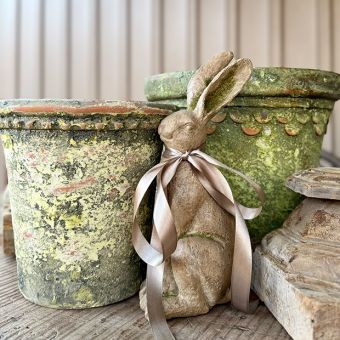 Mossy Sitting Rabbit Statue Set of 2