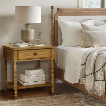 Natural Elegance Antique Cream Wood Nightstand