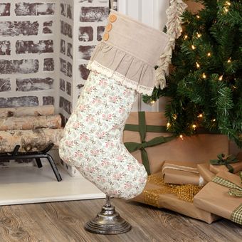 Neutral Ruffle Christmas Stocking Set of 2