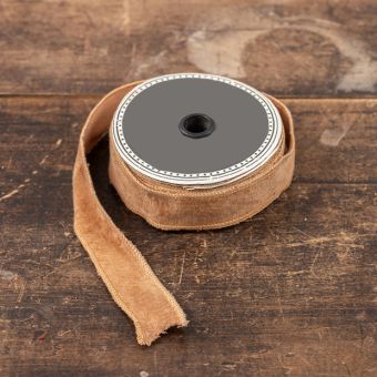 One Inch Golden Tan Velvet Ribbon Spool