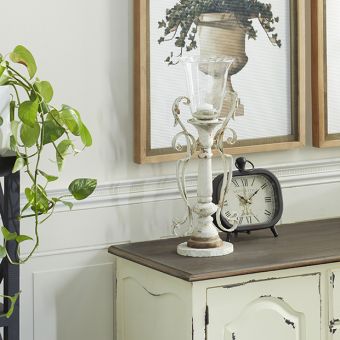 Ornate Wood and Metal Candleholder