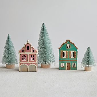 Painted Stoneware Village House