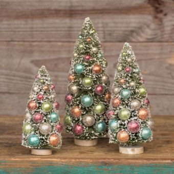 Pastel Ornament Bottle Brush Tree Set of 3
