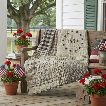Patriotic Quilted Cotton Lap Throw Blanket