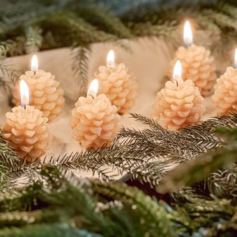 Pinecone Shaped Tealight Set of 9 Green