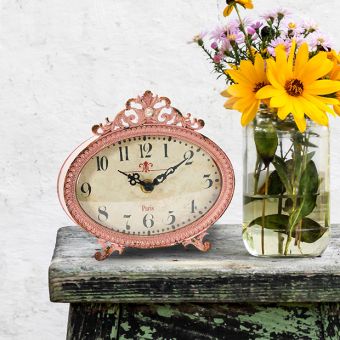 Pretty in Pink Antiqued Table Clock