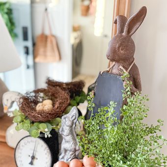 Rabbit Holding Chalkboard Figurine