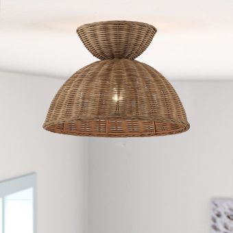 Rattan Canopy Flush Mount Ceiling Light