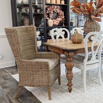 Rattan Wingback Chair With Cushion