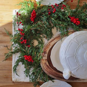 Real Touch Draping Cedar Garland with Berries