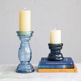 Reclaimed Bottle Glass Candle Holder Set of 2