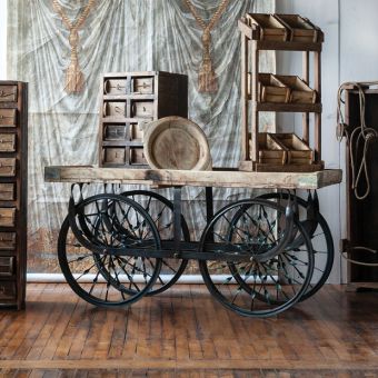 Reclaimed Wood Decorative Trolley Cart