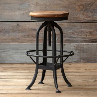 Reclaimed Wood Industrial Factory Stool