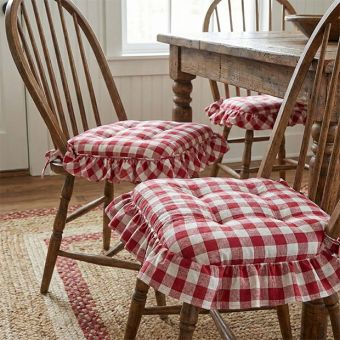 Red Buffalo Check Ruffled Chair Cushion