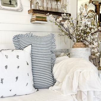 Ruffle Edge Striped Pillow