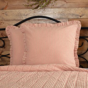 Ruffled Farmhouse Ticking Stripe Euro Sham