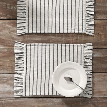 Ruffled Ticking Stripe Placemat Set of 4