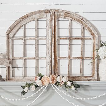 Rustic Arched Wood Window Frame Set of 2