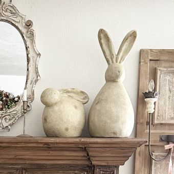 Rustic Chic Simple Bunny Sculpture Set of 2
