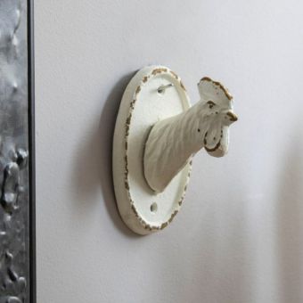 Rustic White Hen Wall Hook