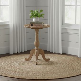 Scalloped Round Wood Side Table