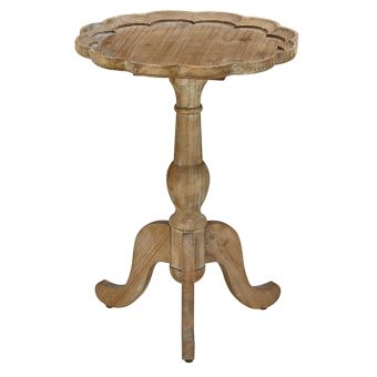 Scalloped Round Wood Side Table
