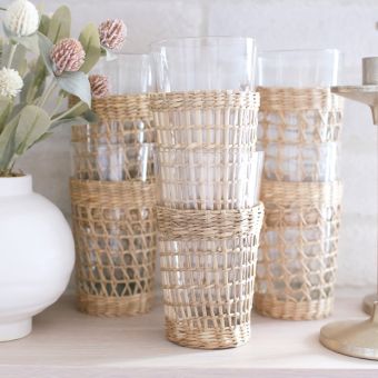 Seagrass Wrapped Drinking Glass