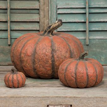 Short Orange Paper Mache Pumpkin