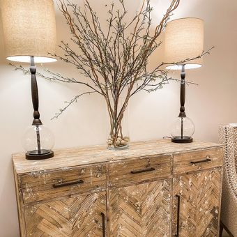 Sleek Glass Globe Base Buffet Lamp