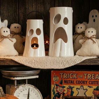 Spooky Cutout Ghost Face Lantern Set of 2