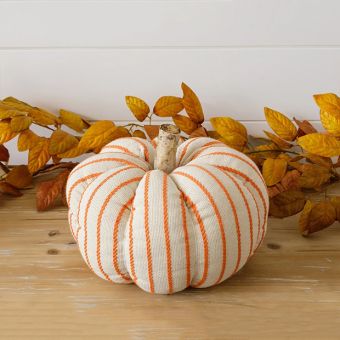 Striped Knit Decorative Pumpkin 8 Inch