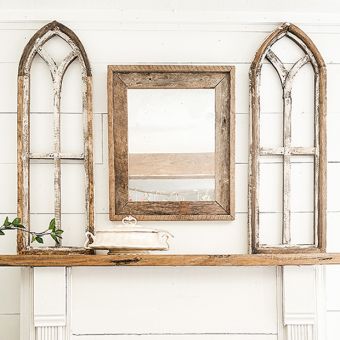 Tall Arched Wooden Window Frame Panel