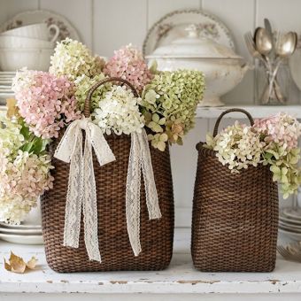 Tall Rattan Door Basket Set of 2