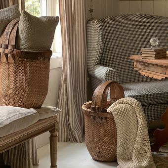 Tall Woven Wicker Basket With Handle