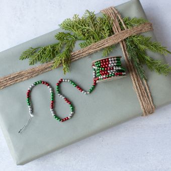 Tri Color Christmas Beads Garland Spool