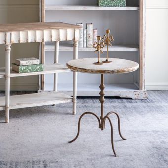 Tripod Base Distressed Round Accent Table