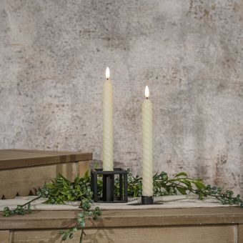 Twisted Cream 3D Flame Taper Candle Set of 2