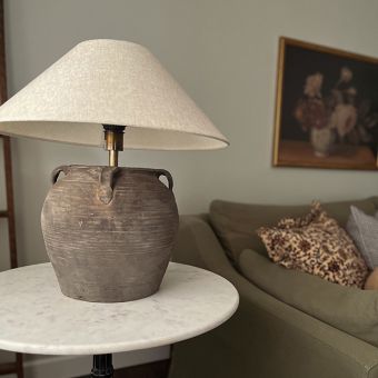 Vintage Clay Pot Table Lamp With Handles