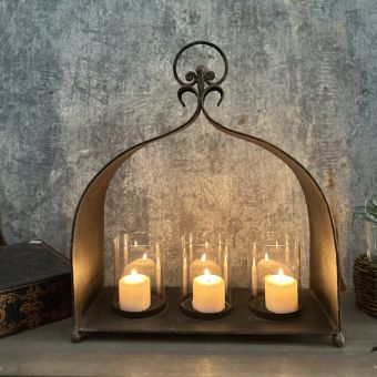 Vintage Inspired Cast Iron Triple Candle Holder