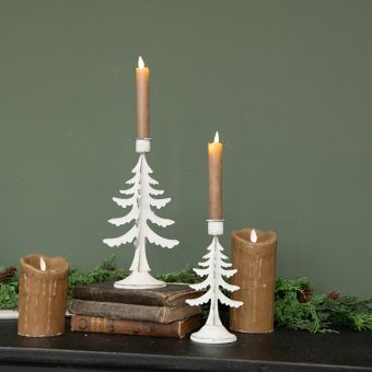 White Metal Pine Tree Taper Holder One of Each