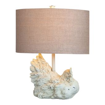 White Wash Rooster Table Lamp