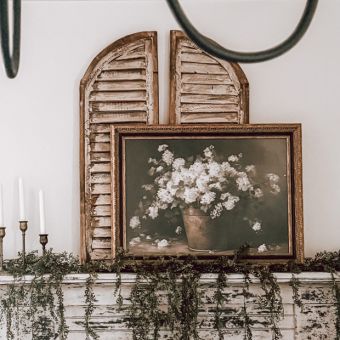 Whitewashed Wood Arched Shutter Set of 2