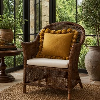 Wicker Weave Arm Chair With Removable Cushion