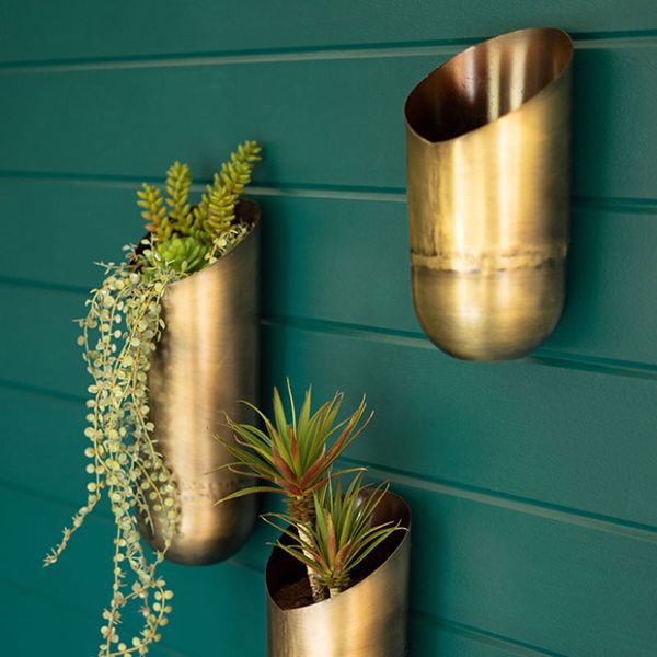 Brass Wall Pocket Vase Set of 3 | Antique Farmhouse